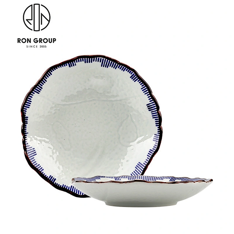 Restaurant 10 Inch Ceramic Shallow Food Serving Bowl
