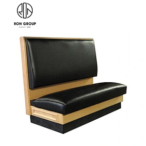 Wholesale Restaurant Wooden Frame Black Leather Booth Sofa