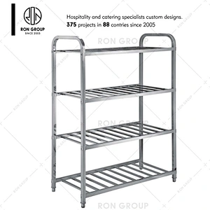 Restaurant storage rack 4 tiers kitchen stainless steel wall shelves