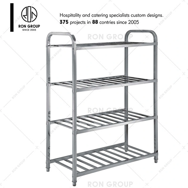 Restaurant storage rack 4 tiers kitchen stainless steel wall shelves