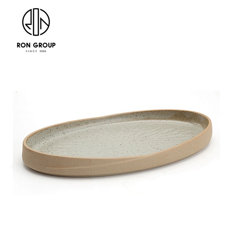 restaurant hotel  dishes plates ceramic set with Oval shape