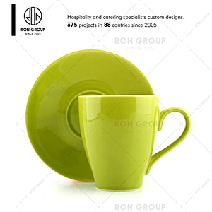 Coffee shop restaurant simple black color porcelain tea cups plates