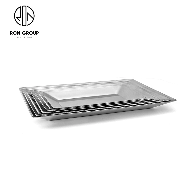Restaurant Stainless Steel High Quality Silver Rectangle Dinner Plate