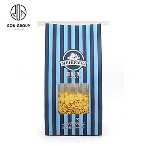 Restaurant Use Food Packaging White Coated Kraft Paper Bags With Front Window
