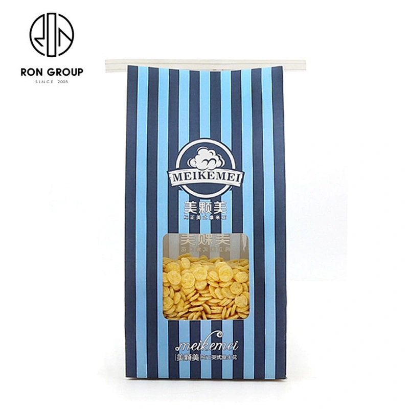 Restaurant Use Food Packaging White Coated Kraft Paper Bags With Front Window