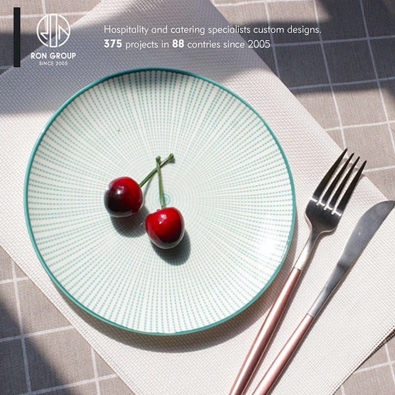 Custom logo ceramic dinner plate porcelain crokery plate