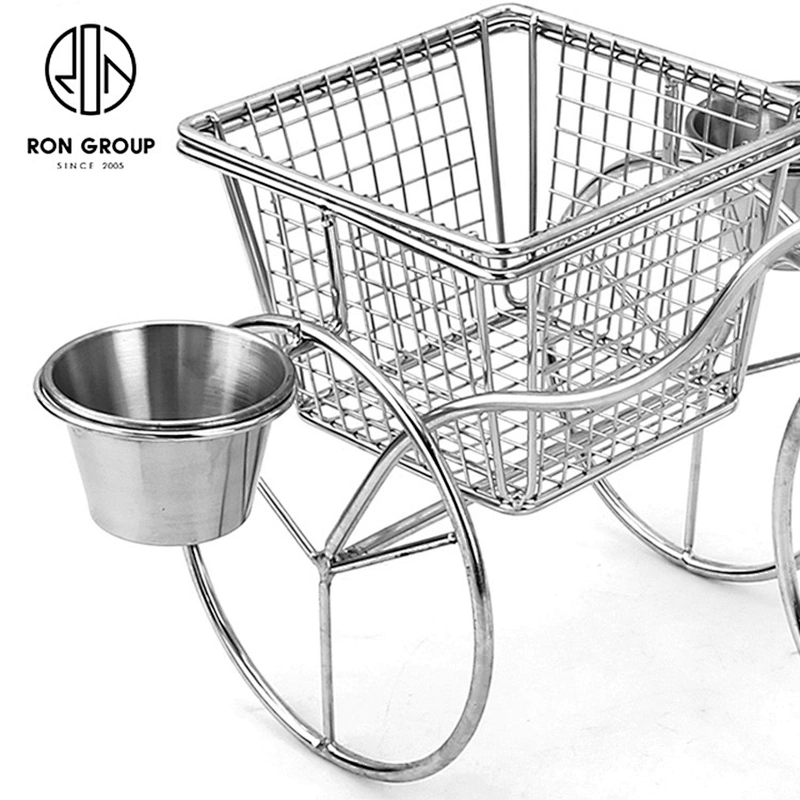 Restaurant Use Stainless Steel Bicycle Snack Metal Fry Food Display Rack