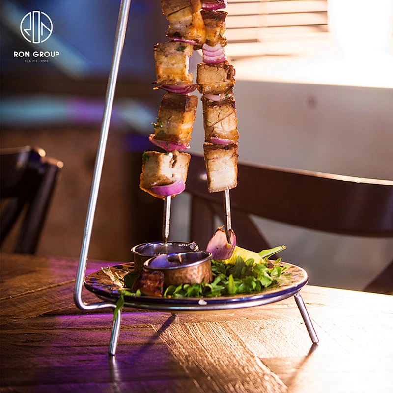 Wholesale Stainless Steel Food Stand With Two Needles Metal BBQ Skewers