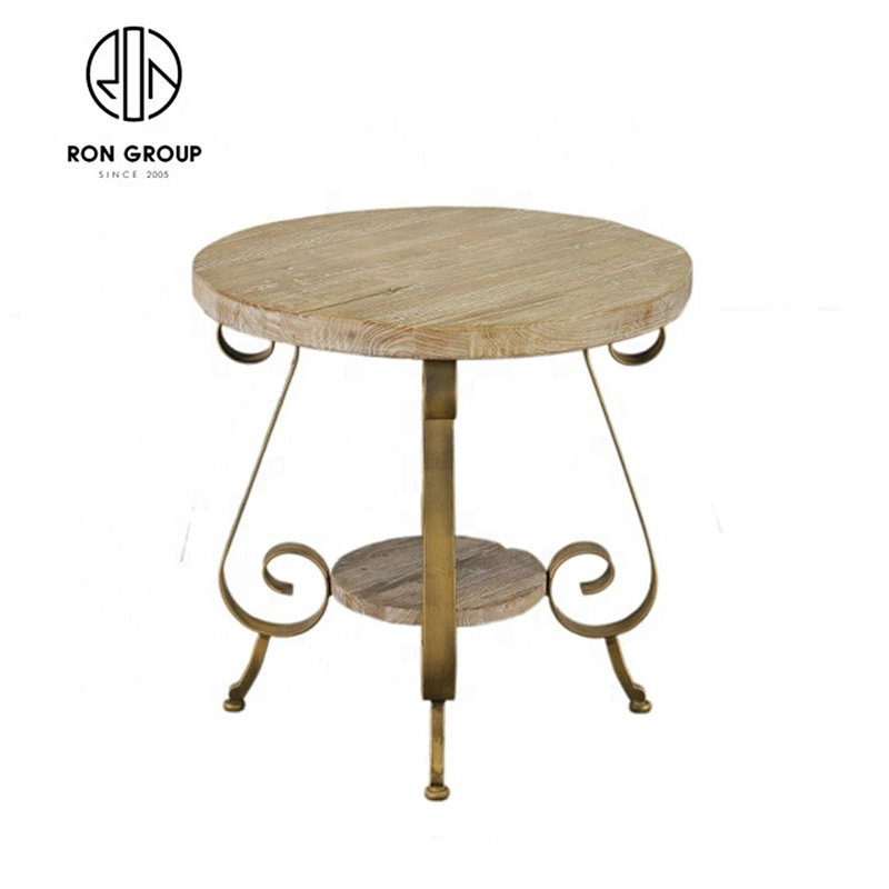 High End Old Elm Desktop Restaurant Dining Round Iron Table