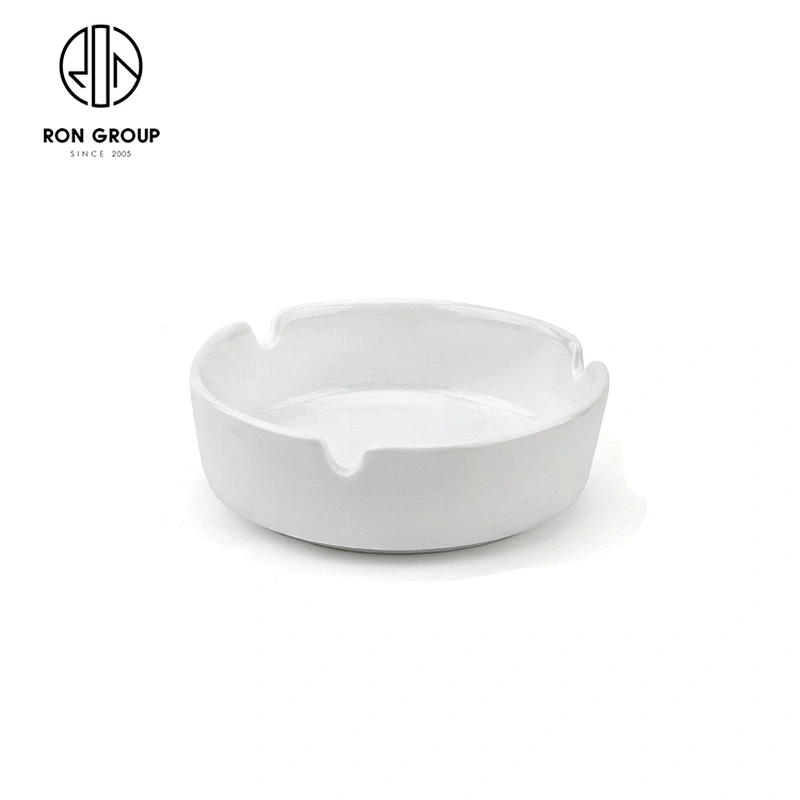 High Quality Hotel Bar Office Custom Round Porcelain White Ashtray
