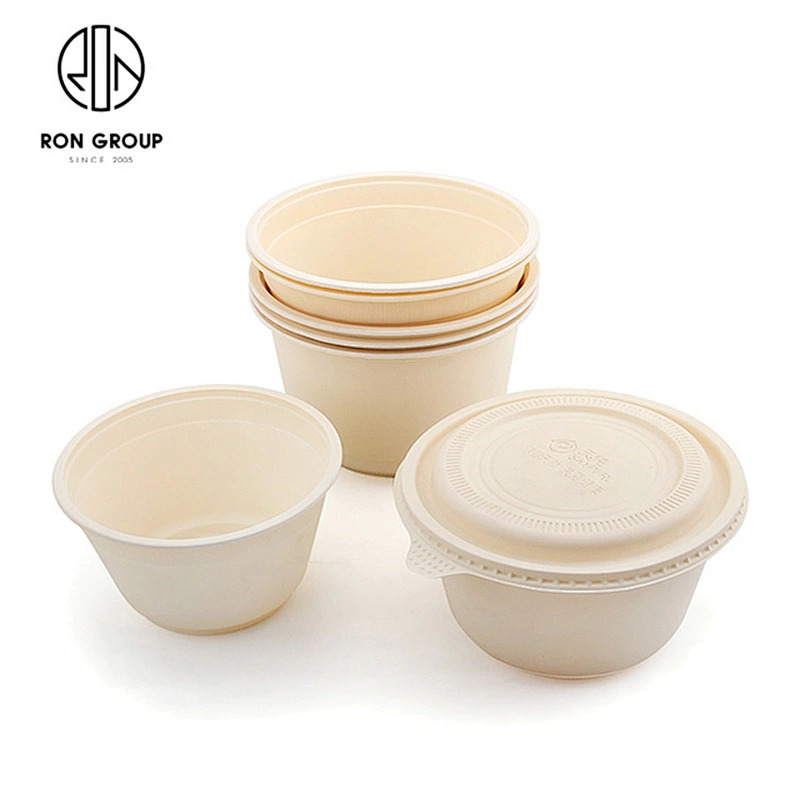 Disposable Take Away Cornstarch Corn Starch Packing Lid Round Packing Bowl For Restaurant