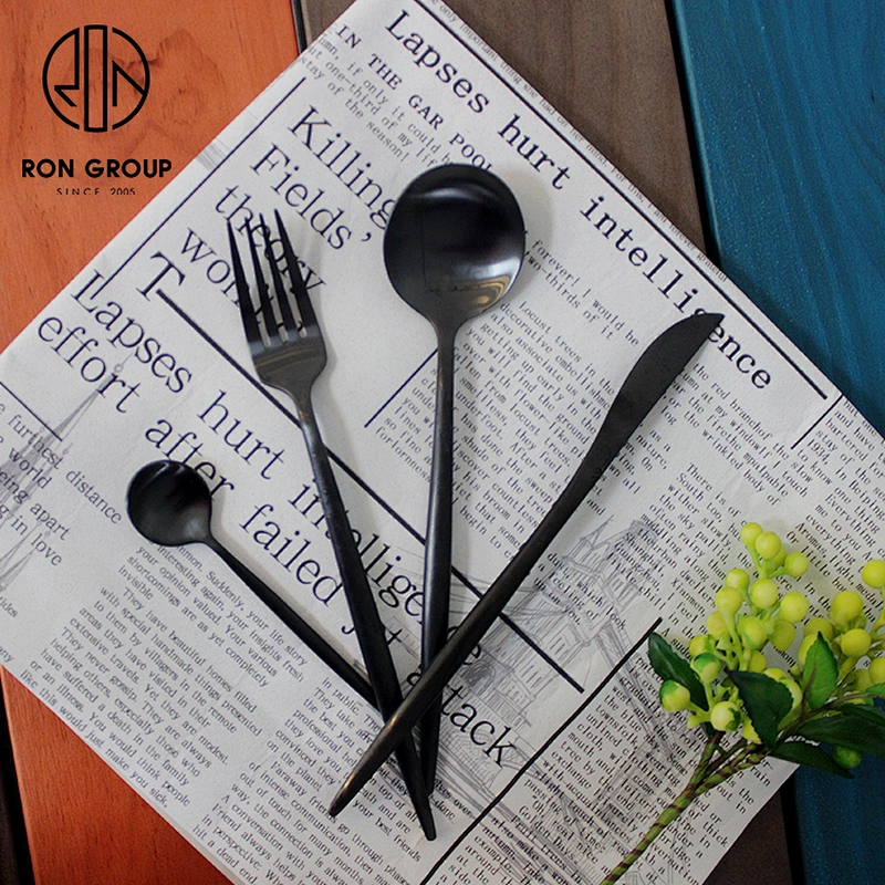Wholesale High Quality Restaurant Tableware Metal Black Cutlery Set