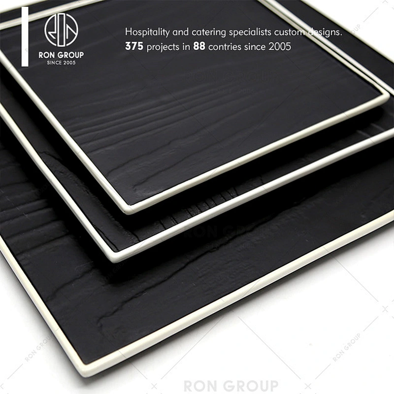 Restaurant black color unbreakable ceramic microwave dish plate