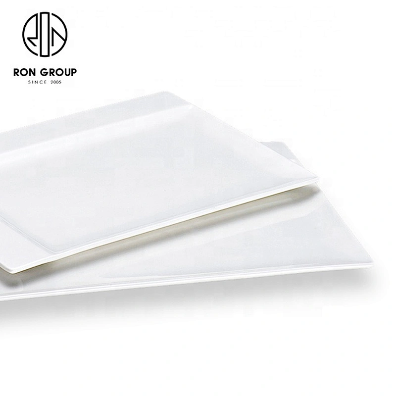 Wholesale White Ceramic Rectangle Plate For Hotel And Restaurant