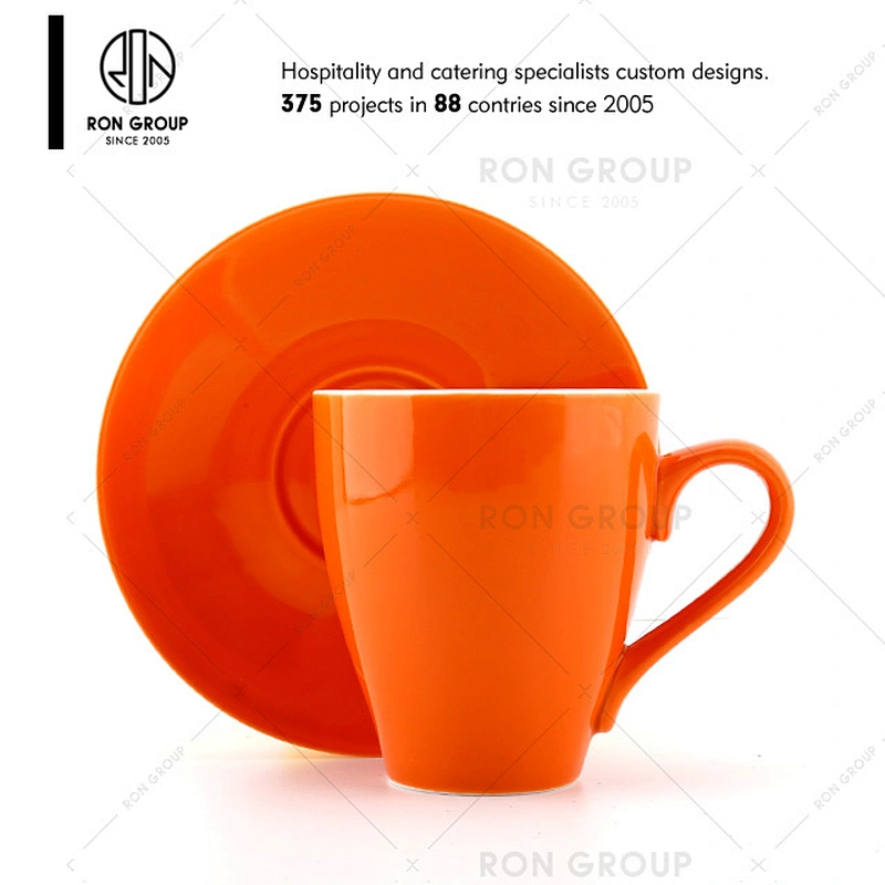 Coffee shop restaurant simple black color porcelain tea cups plates