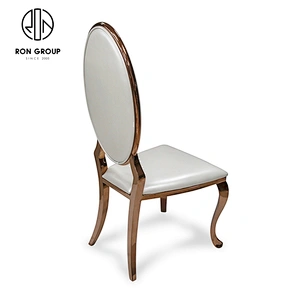 Furniture Luxury Metal European White Leather Dinner Chair For Wedding