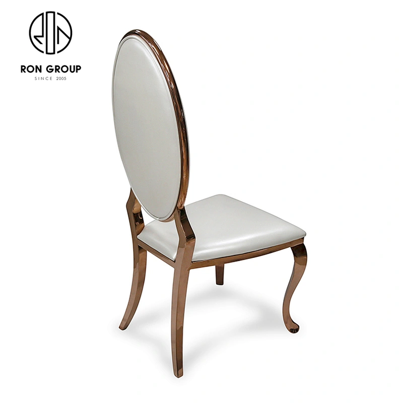 Furniture Luxury Metal European White Leather Dinner Chair For Wedding