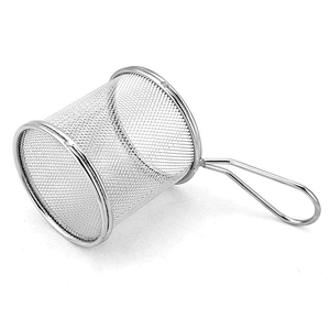High Quality Cylindrical Metal Iron Wire Kitchen Accessories Stainless Steel Round Mesh Fry Basket
