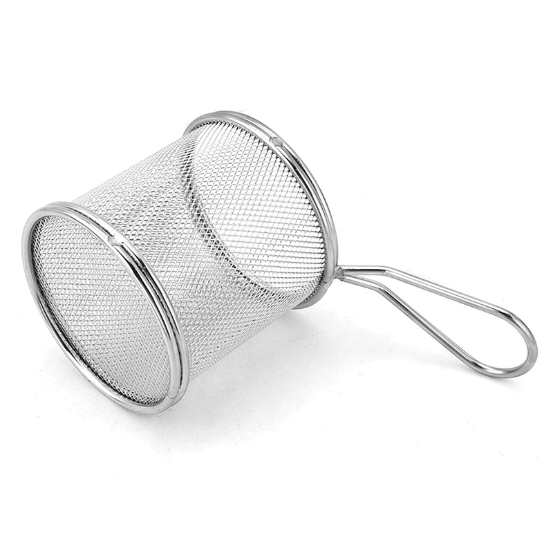 High Quality Cylindrical Metal Iron Wire Kitchen Accessories Stainless Steel Round Mesh Fry Basket