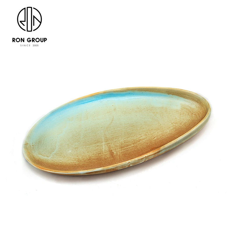 Retro Design Hotel 11 Inch Ceramic Irregular Porcelain Fish Plate
