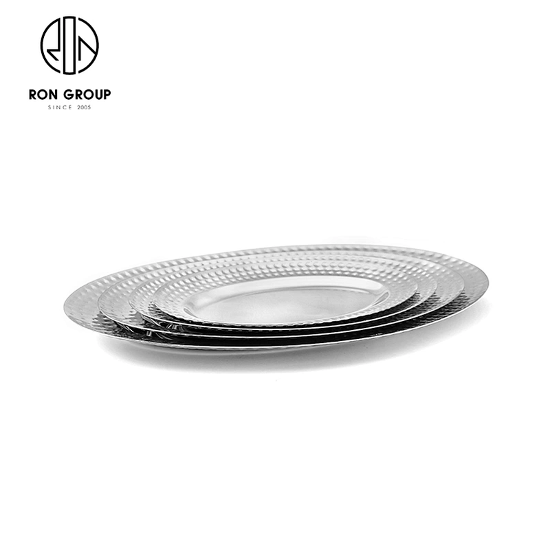 Tray Oval Dish Diamond Egg Shaped Silver Shallow Plate For Restaurant
