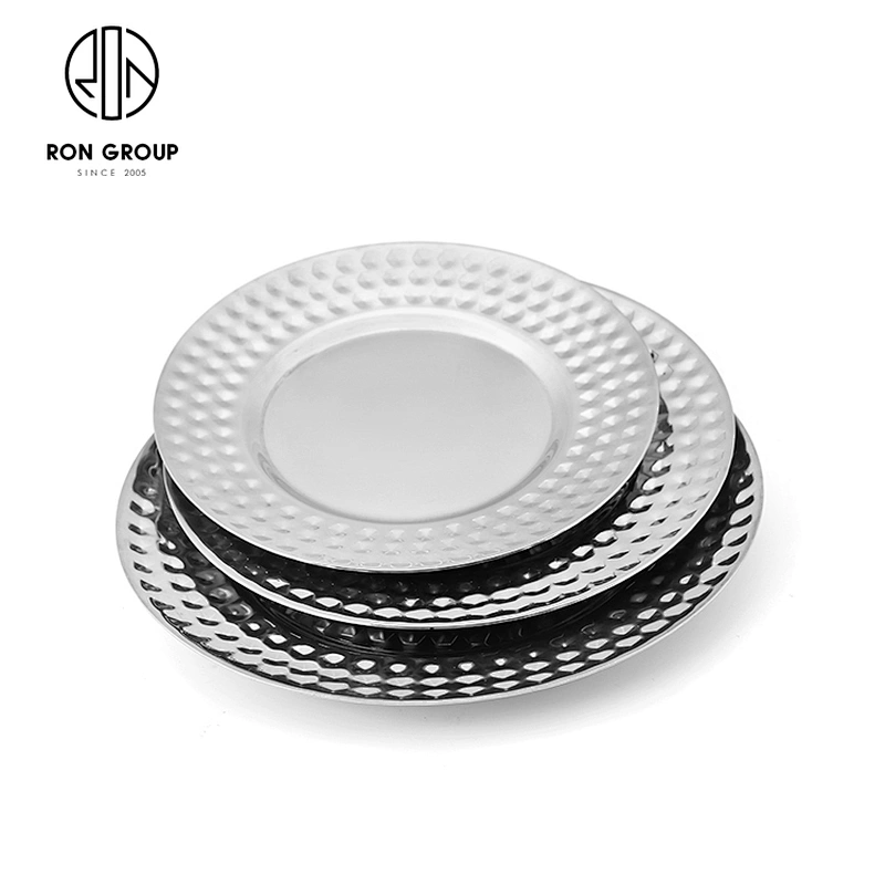 Creative Metal Kitchen Silver Tableware Dish Round Shallow Plate
