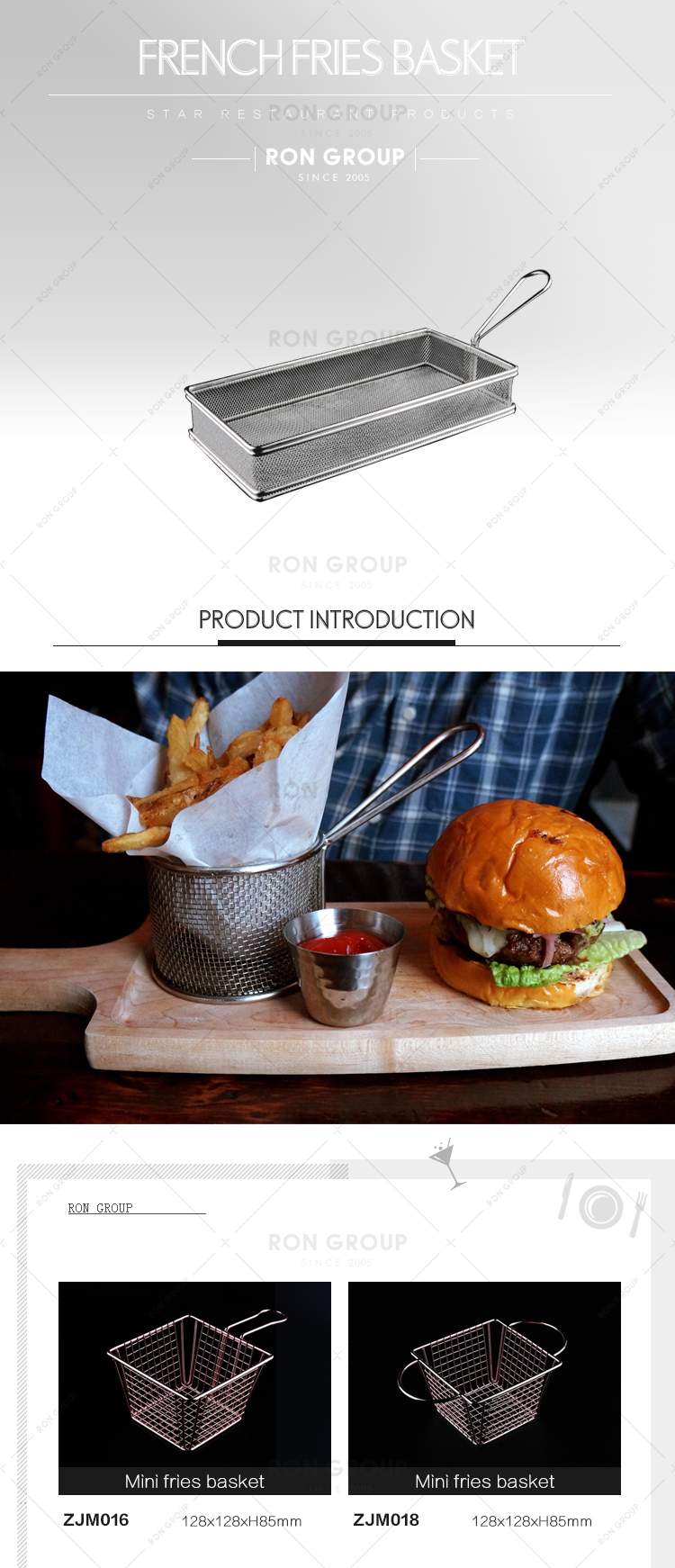 Restaurant 304 stainless steel mini fry basket type mesh strainer