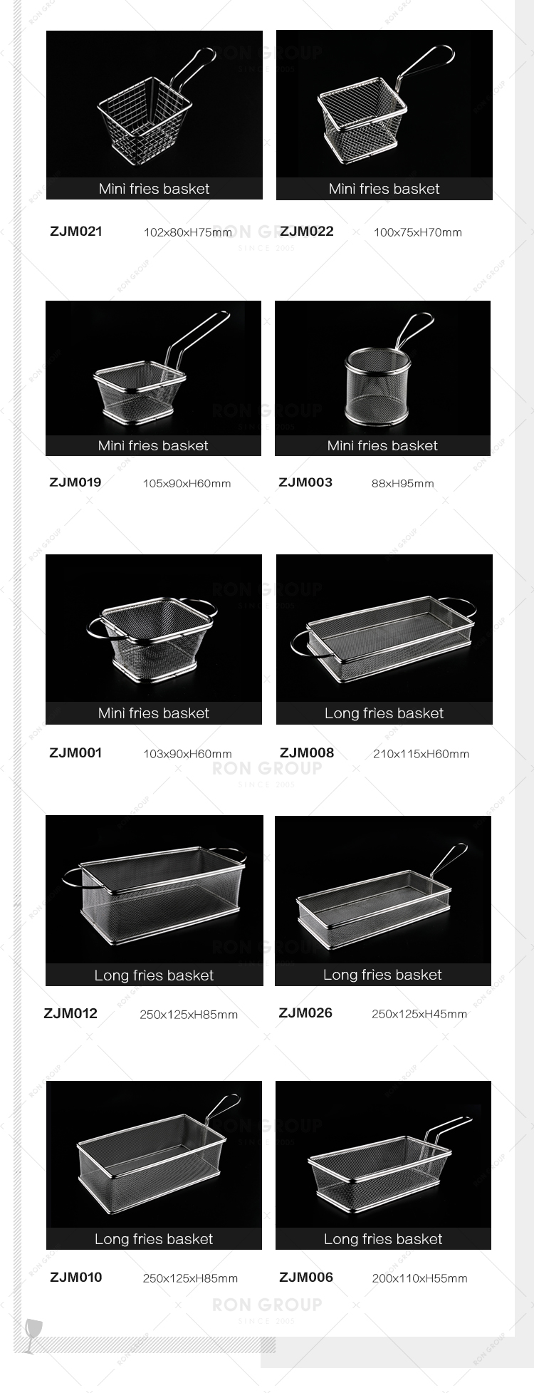 Restaurant 304 stainless steel mini fry basket type mesh strainer