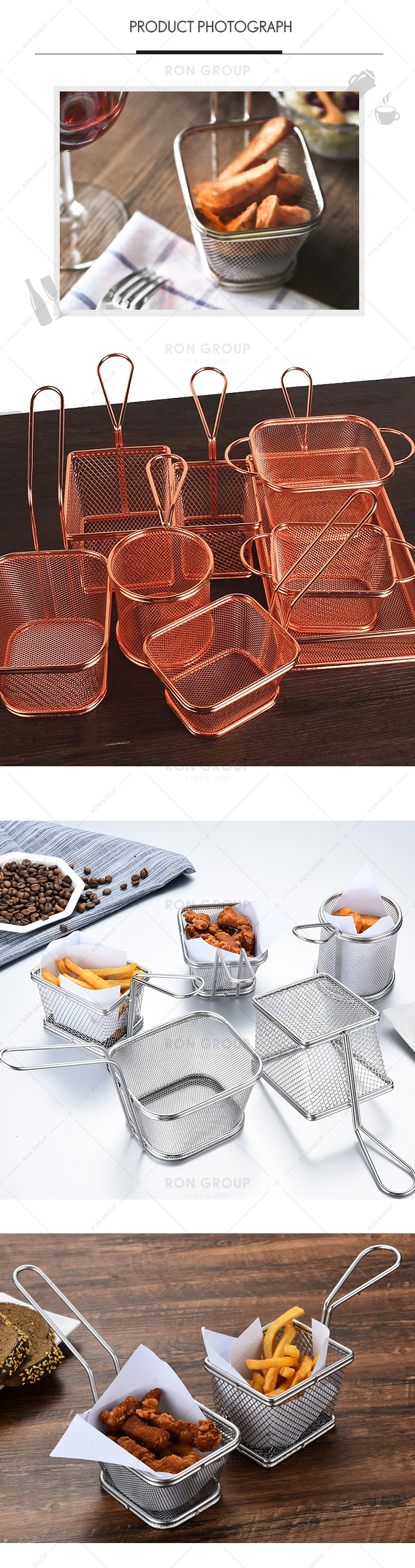 Restaurant 304 stainless steel mini fry basket type mesh strainer