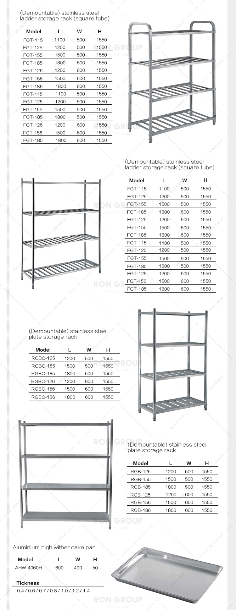Restaurant storage rack 4 tiers kitchen stainless steel wall shelves