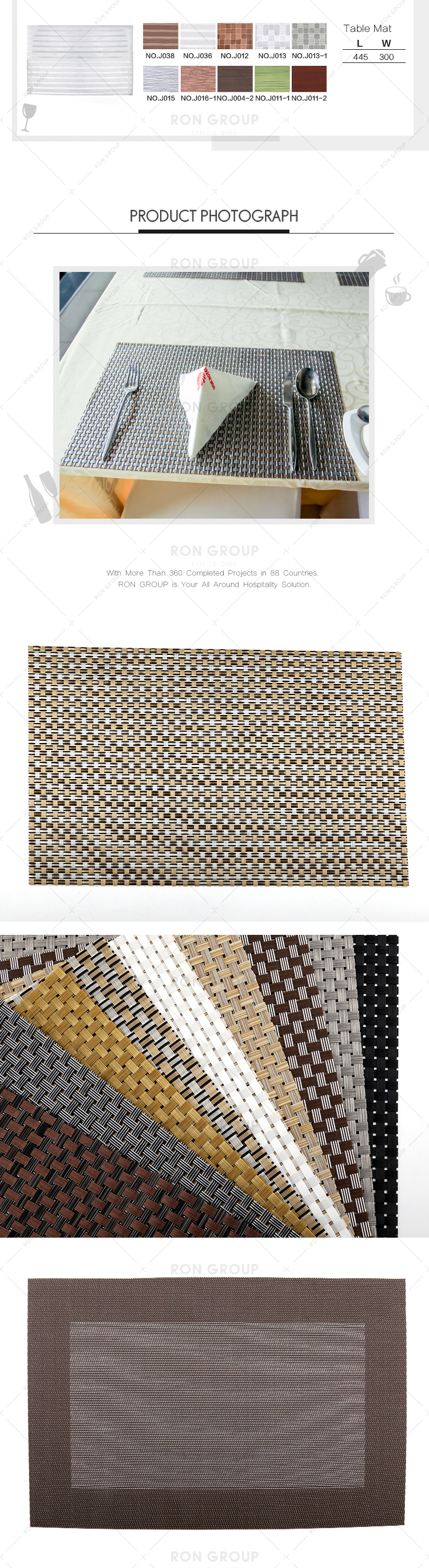 FDA standard heat resistant restaurant pvc dining table mat