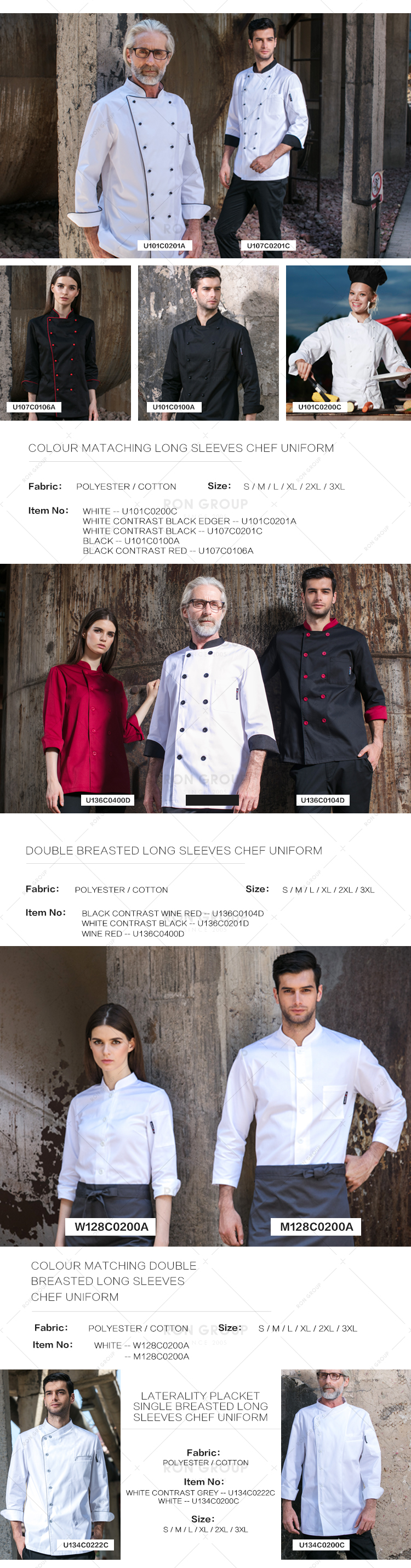 Custom restaurant hotel kitchen white fabric chef coat