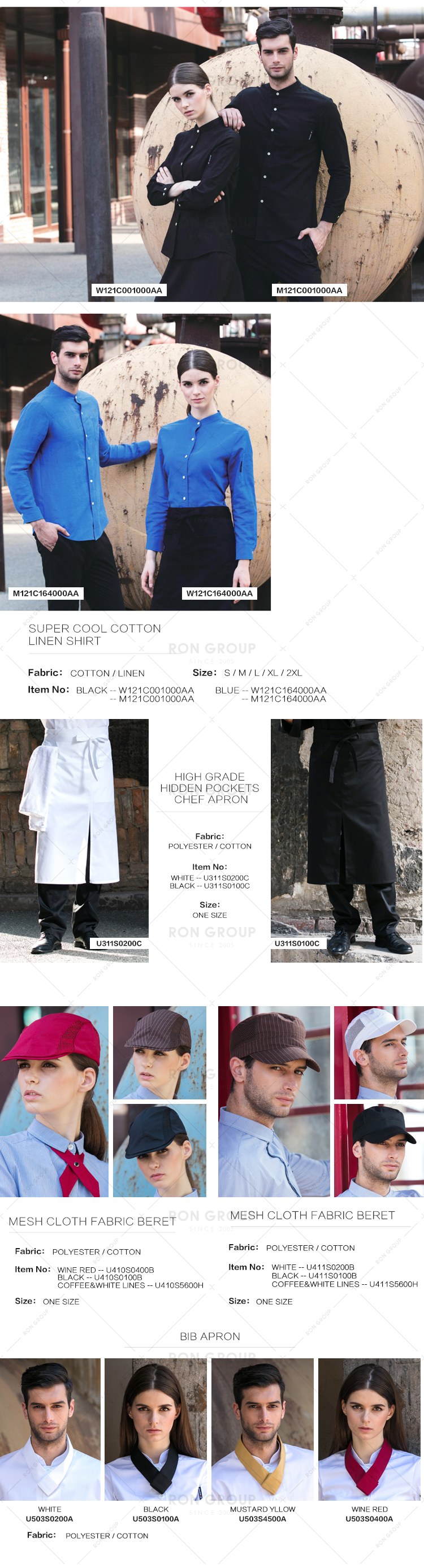 Custom restaurant hotel kitchen white fabric chef coat