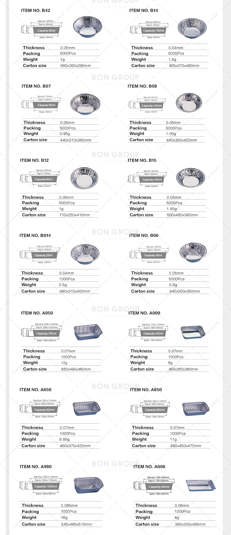 Custom restaurant logo disposable aluminium containers for food