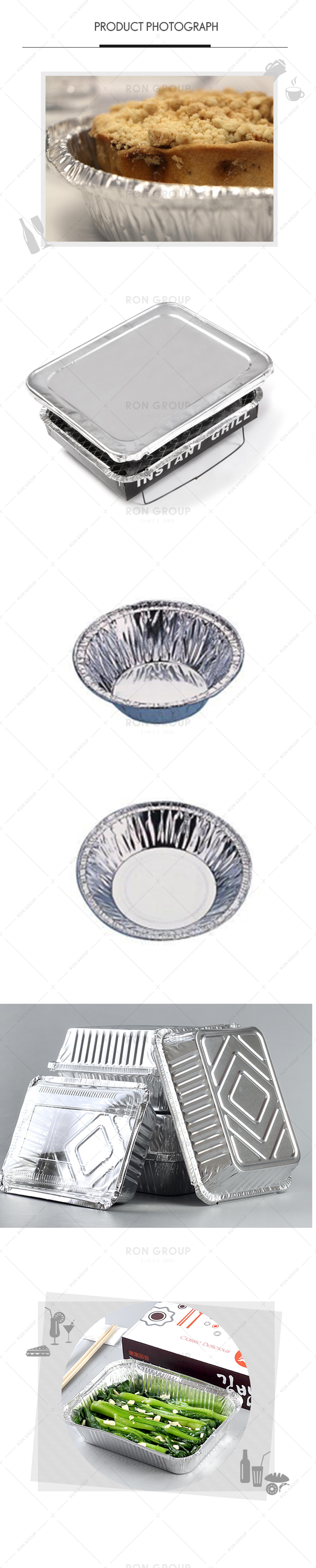 Custom restaurant logo disposable aluminium containers for food