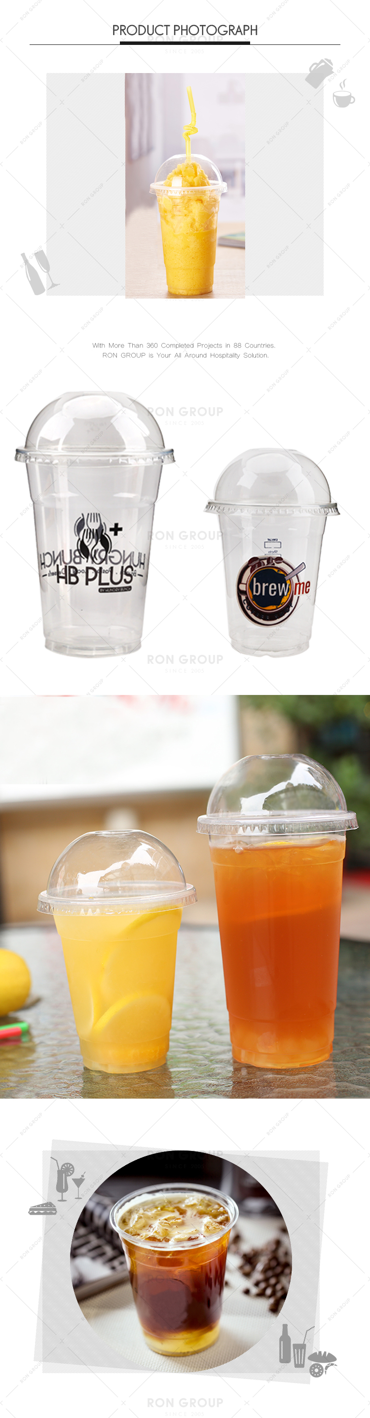 Restaurant supplier custom food grade disposable plastic cups with logo