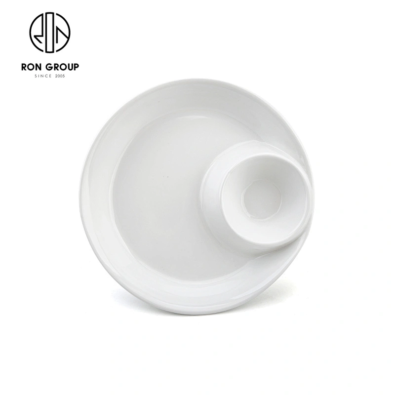 Ceramic White Color Cake Fruit Plate Hotel Porcelain Deep Round Dumplings Dishes