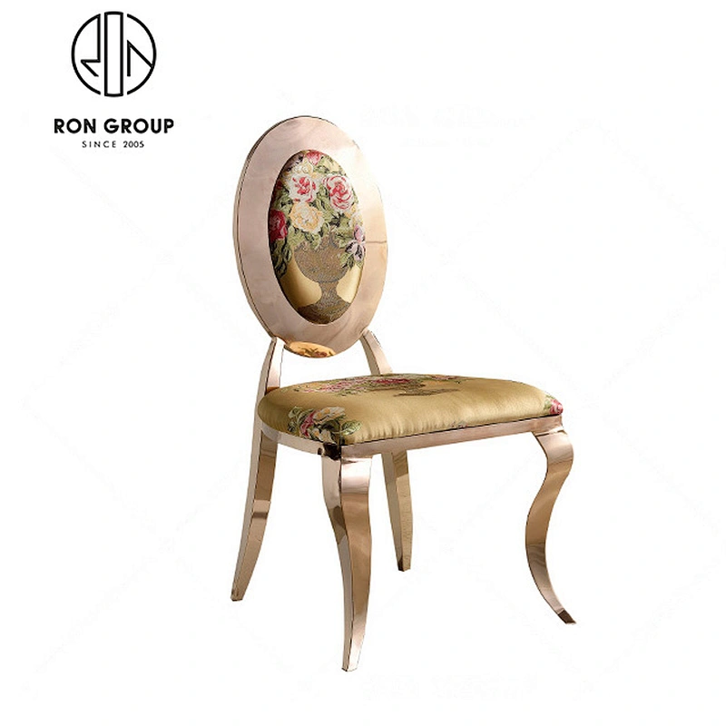 Stainless Steel Gold Pu Cushion Banquet Dining Room Chairs