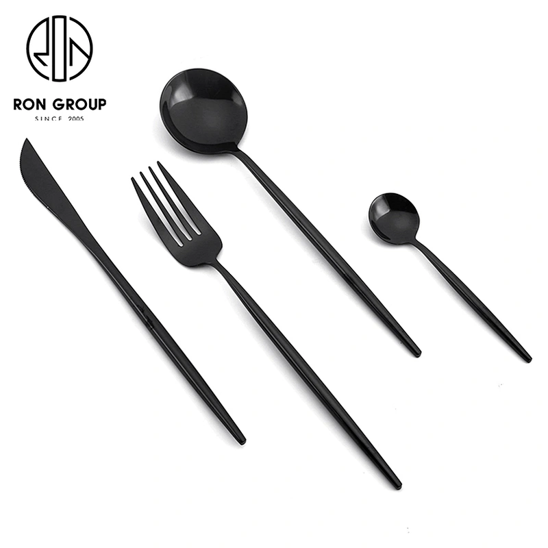 Black Color Restaurant Wedding Exquisite 4pcs Tableware Dinner Sets