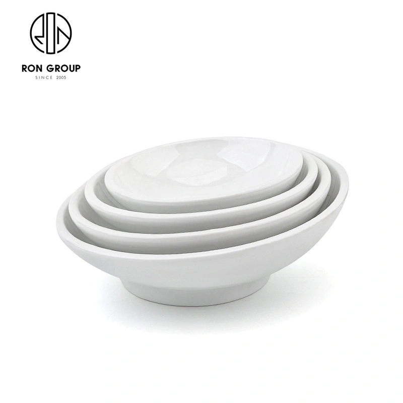 Hotel Tableware Personalized 7 Inch White Food Salad Oblique Bowl
