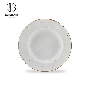 Wholesale Hotel Restaurant Custom Logo Ceramic White Pasta Plates