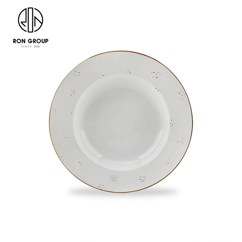 Wholesale Hotel Restaurant Custom Logo Ceramic White Pasta Plates