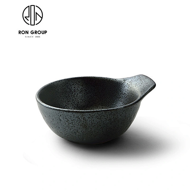 Food restaurant dinnerware ceramic bowl with handle