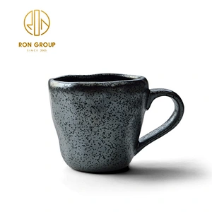 Black ceramic tableware restaurant Japanese tea cups