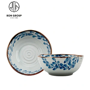 Japanese Restaurant White And Blue Flower Ceramic Bowls