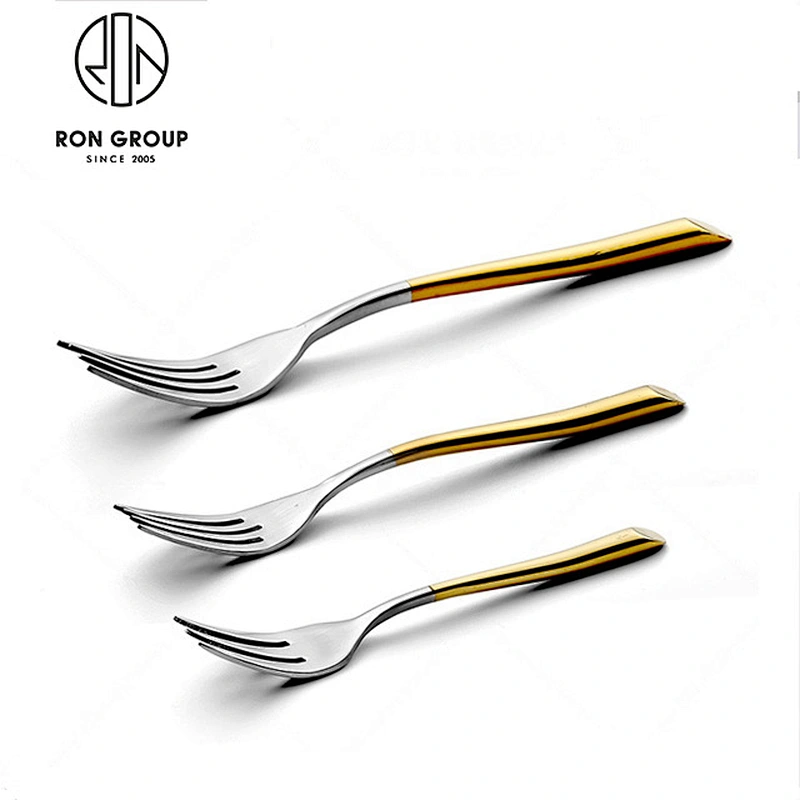 Restaurant Stainless Steel Gold Plated Handle Spoon Set