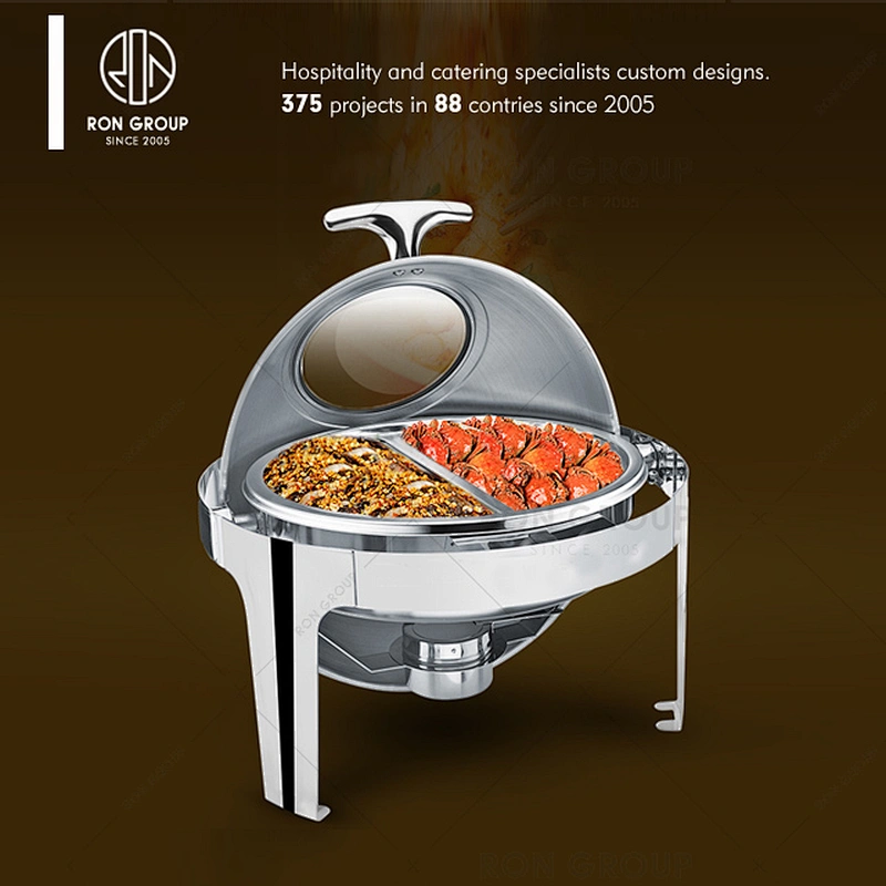 Full Size Roll-top Stainless Steel China Buffet Dishes Stand
