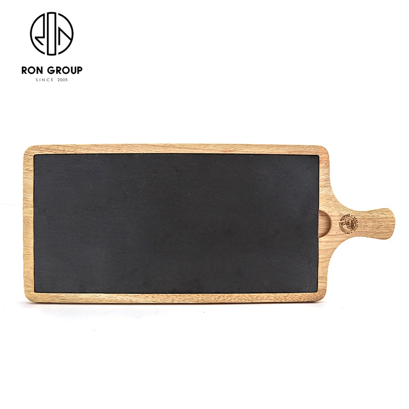 Restaurant Custom Logo Rectangle Wooden Steak Tray Slate Serving Board