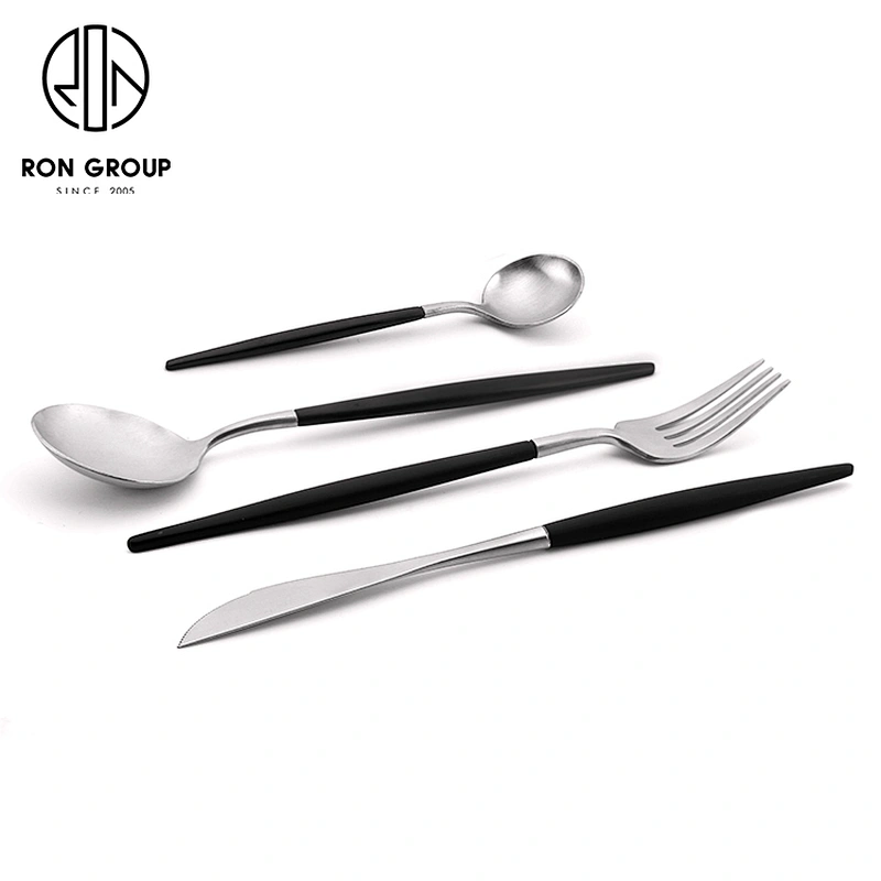 Wholesale Restaurant Black And Silver Flatware Set Stainless Steel Cutlery