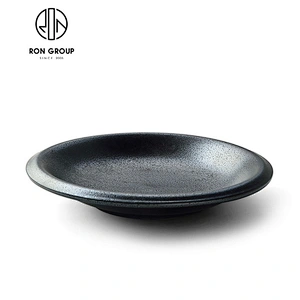 Ceramic matt black flat bottom round bowl